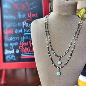 Light turquoise druzy double layer necklace.